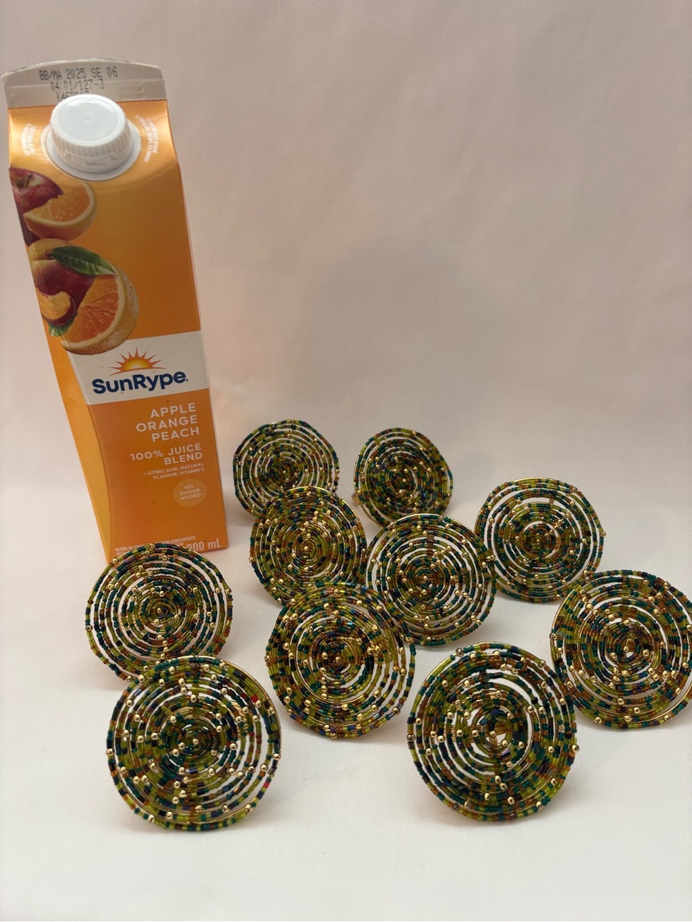 10 Vtg, Pier One, beaded napkin rings